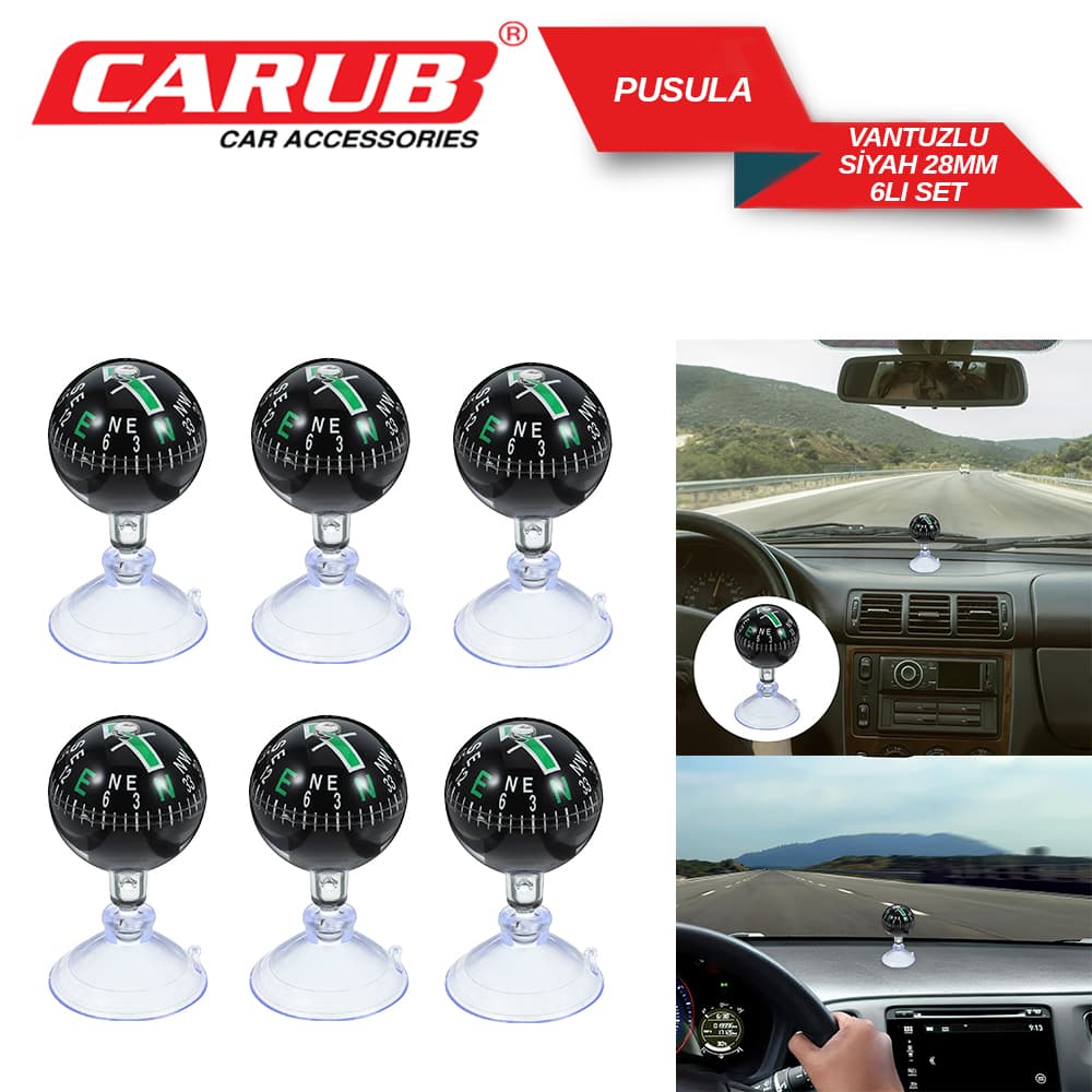 Pusula   Vantuzlu Siyah 28mm  6 lı Set