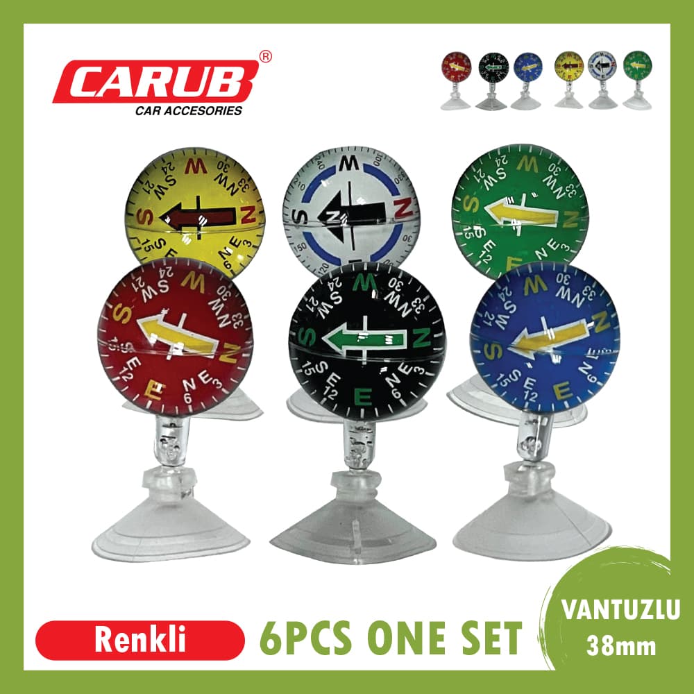Pusula Vantuzlu Siyah 38mm  6 lı Set Renkli