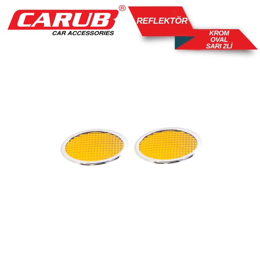 Reflektör Krom Oval Büyük Sarı 2Li