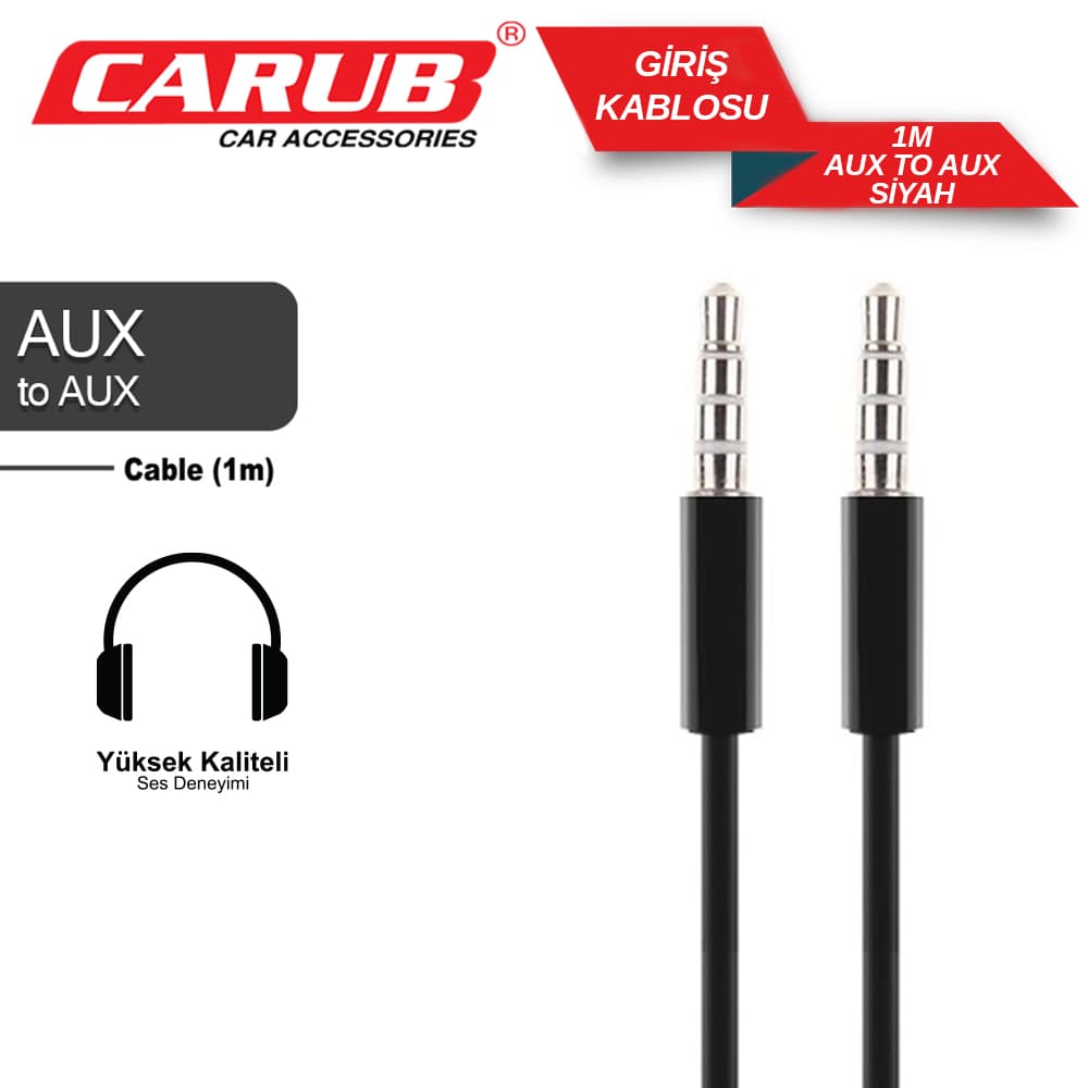 Aux To Aux Giriş Kablosu 1 Metre Siyah