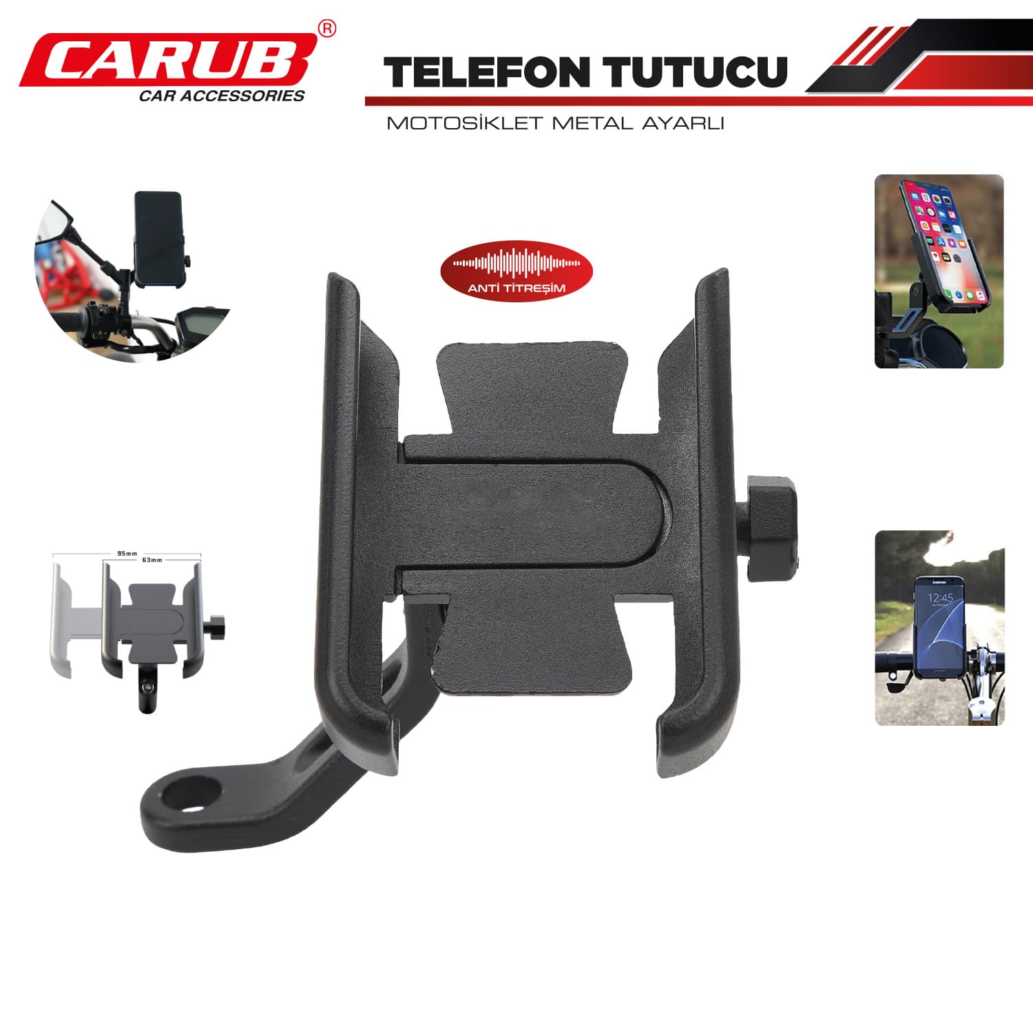 Telefon Tutucu Motosiklet Metal Ayarlı