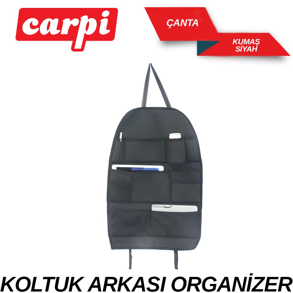 Koltuk Arkası Organizer Kumaş  Çanta  Siyah