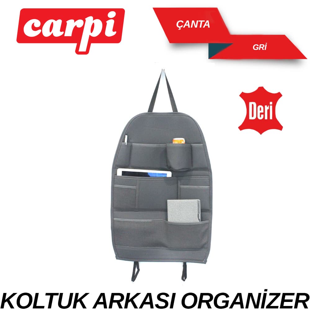 Koltuk Arkası Organizer Deri Çantai Gri
