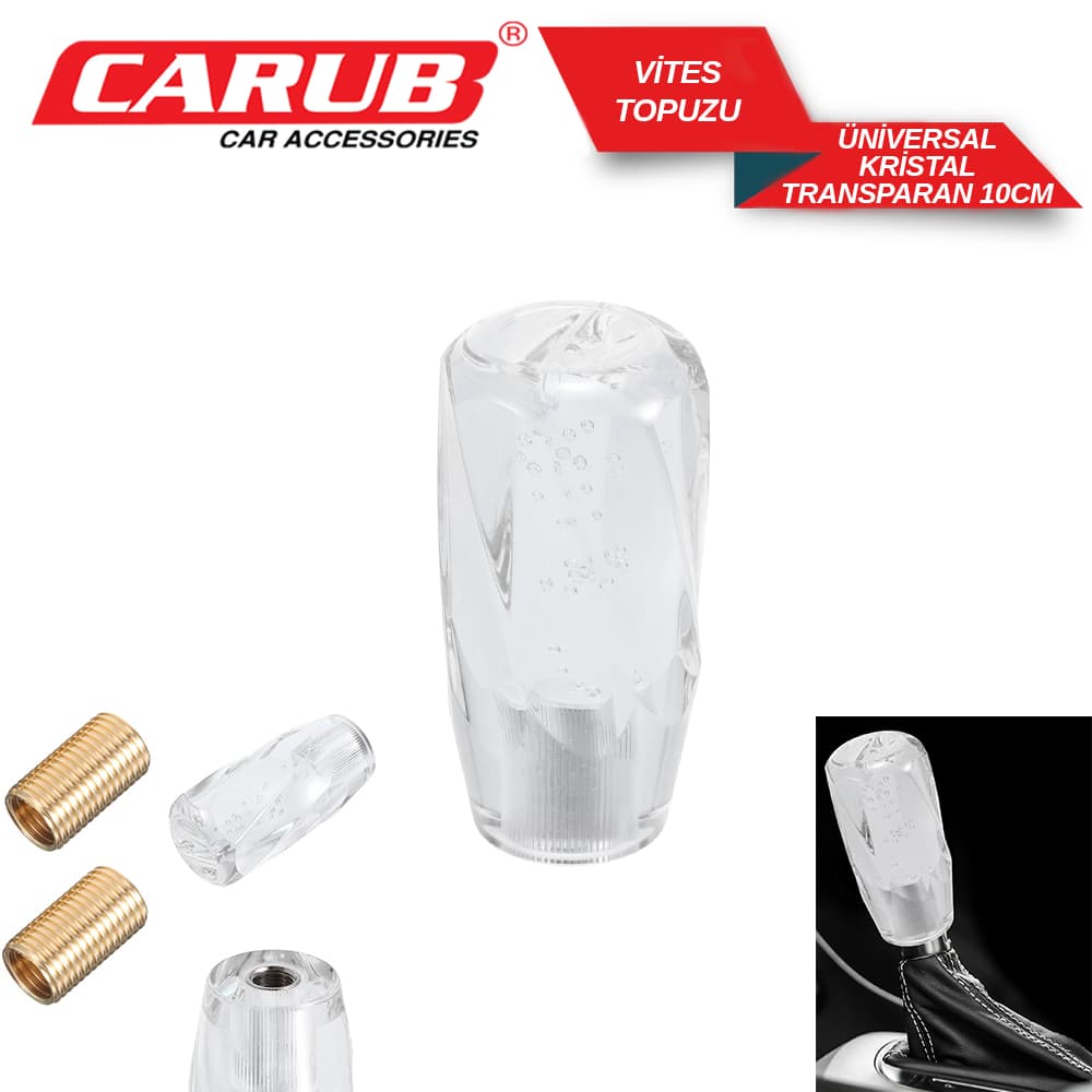 Vites Topuzu Kristal Şeffaf  10 Cm