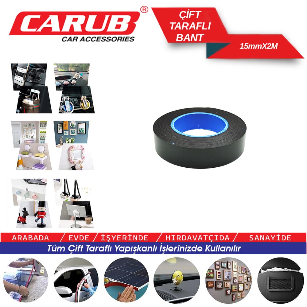 Çift Taraflı Bant Siyah 15mmx2M