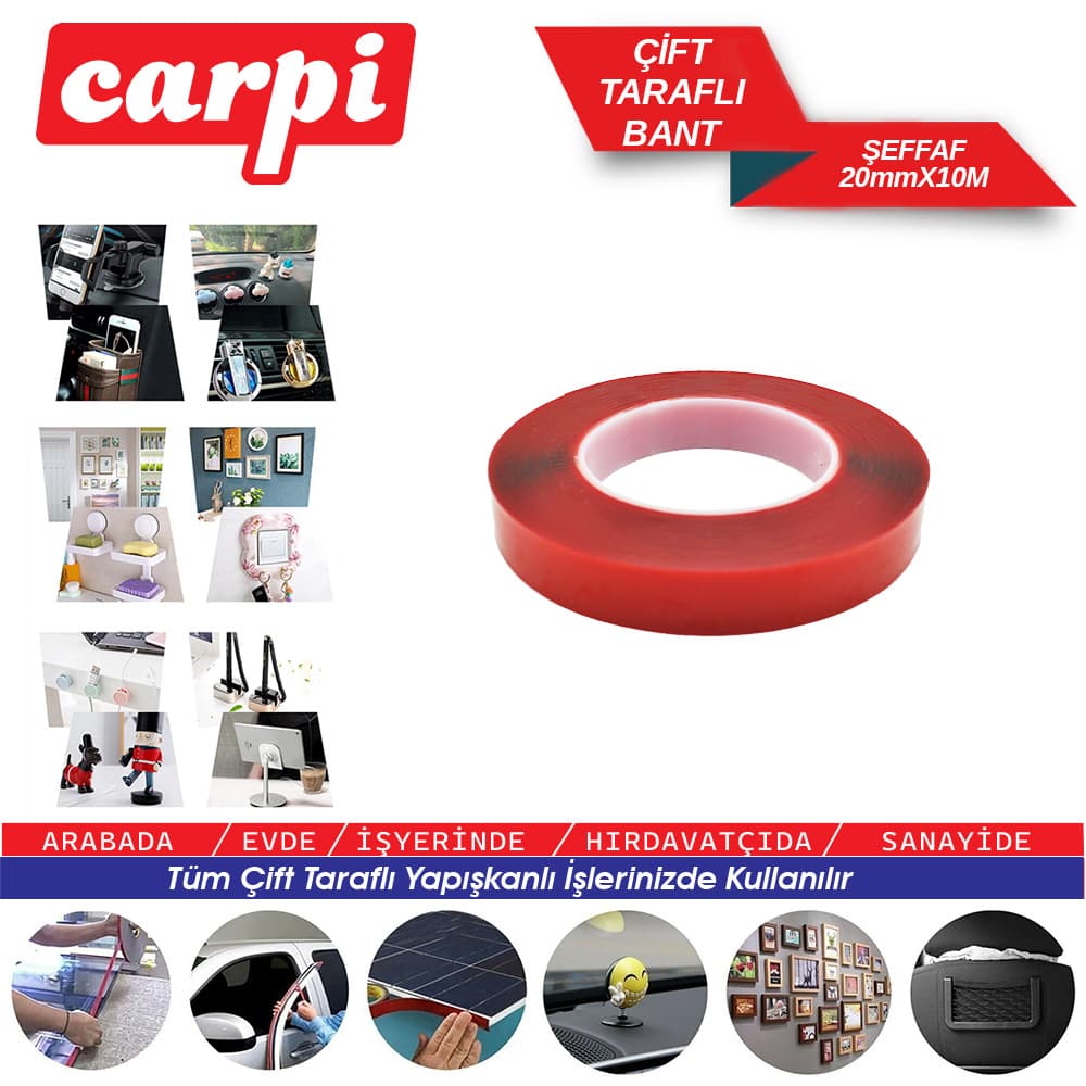 Çift Taraflı Bant Şeffaf 20mmx10M POŞETLİ
