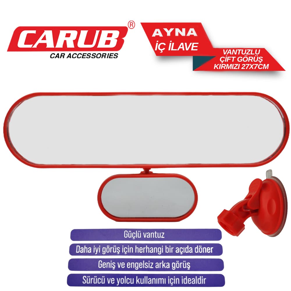 Ayna Çift Görüş İç İlave Vantuzlu 27x7cm Kır