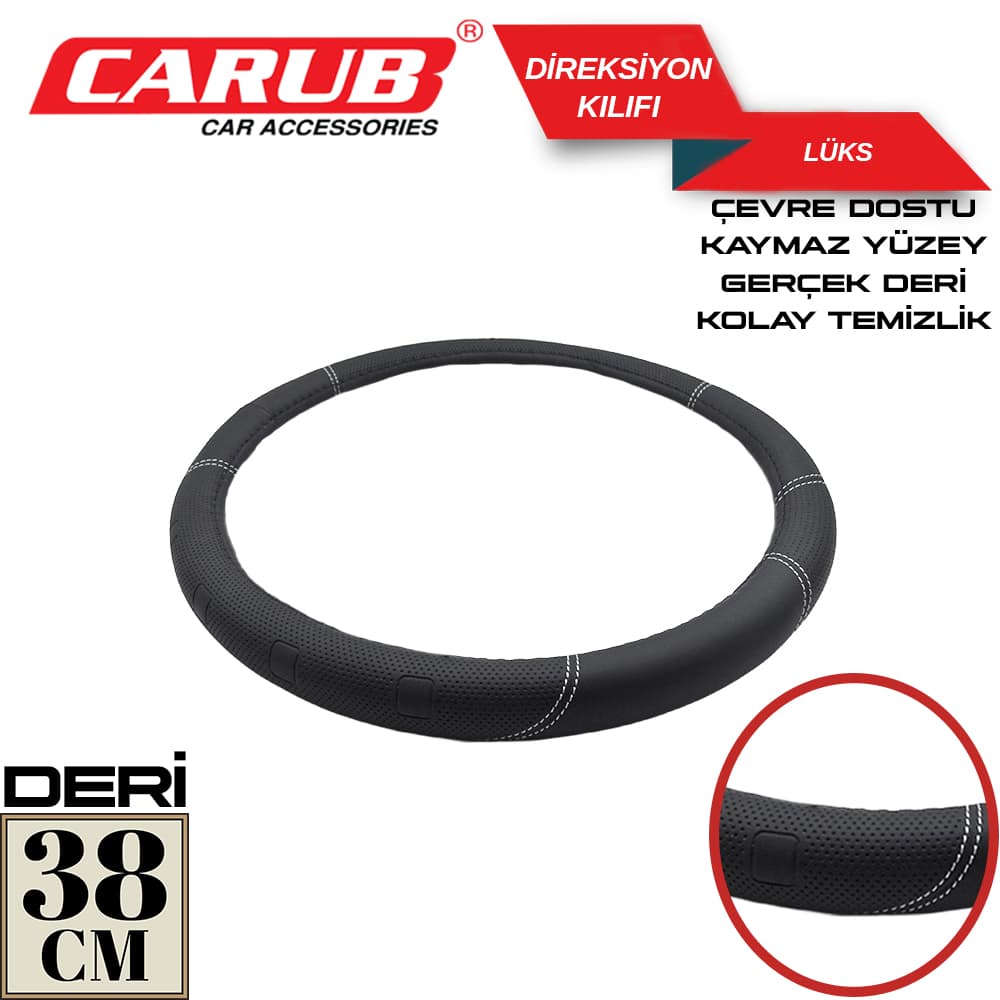 Direksiyon Kılıfı Deri Lüx38cm Siyah Çantalı