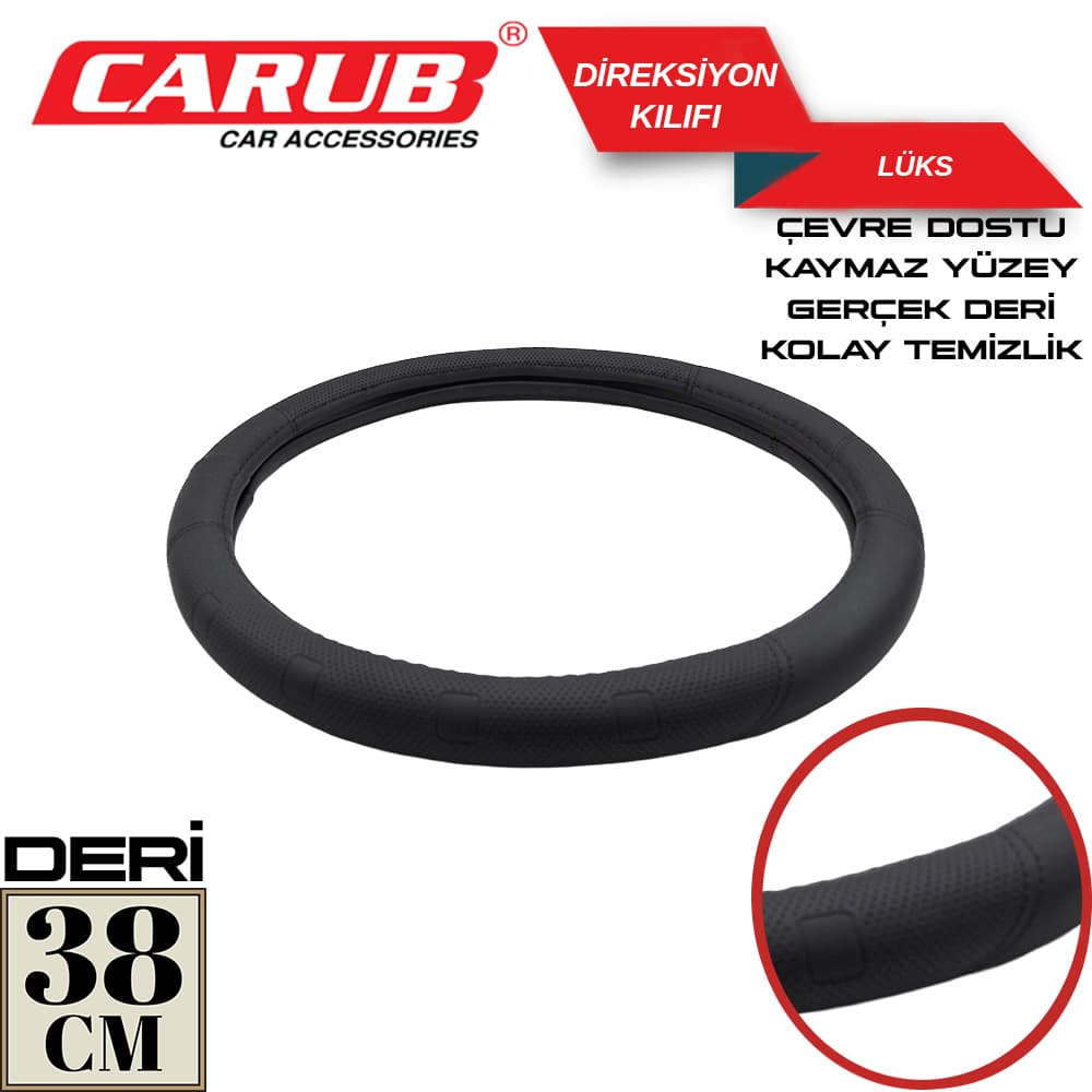 Direksiyon Kılıfı Deri Lüx38cm Siyah Çantalı