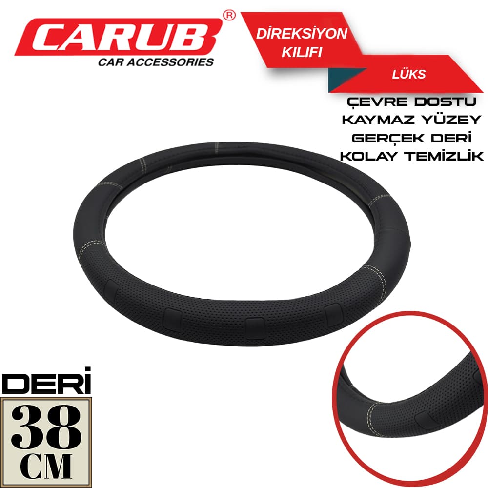Direksiyon Kılıfı Deri Lüx38cm Siyah Çantalı