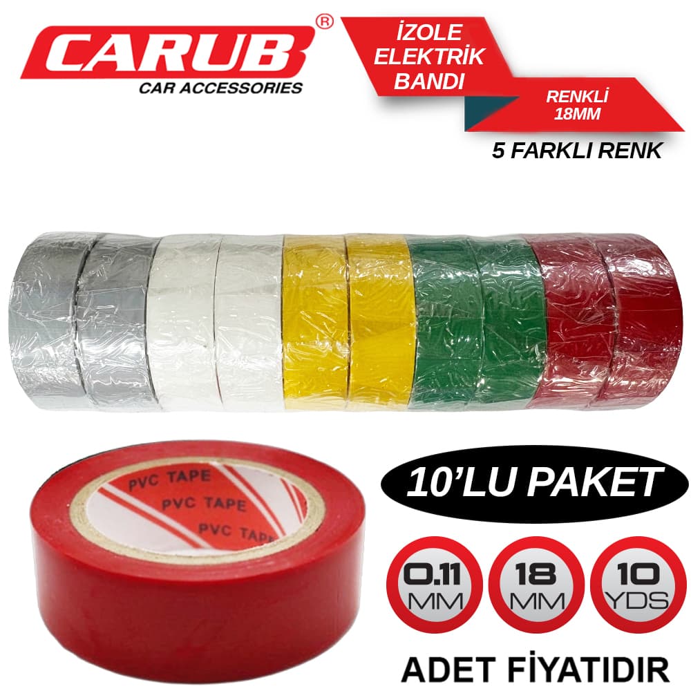 İzole Elektrik Bandı Renkli Mix