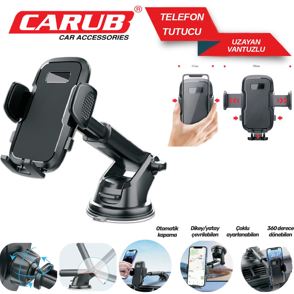Telefon Tutucu Uzatmalı Ayarlı Vantuzlu
