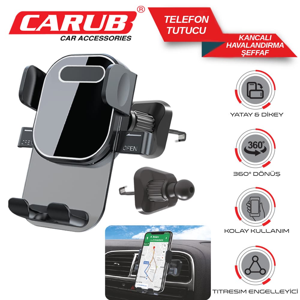 Telefon Tutucu Havalandırma Kancalı Şeffaf